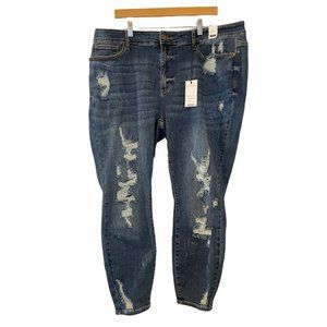 NWT Judy Blue Los Angeles Womens 22W Mid Rise Distressed Skinny Jeans JB88177